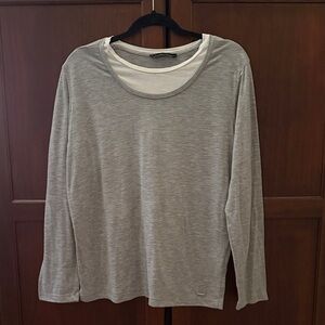 David Mayer Naman Layered Look Long Sleeve Top in Light Gray